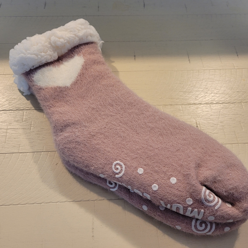 Muk Luks Women's Cozy Blush Pink Fleece- Sherpa Lined Slipper Socks  NWOT